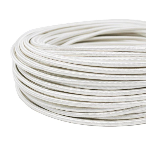 CAVO ELETTRICO TONDO AVVOLTO IN TESSUTO BIANCO 2X0.75MM