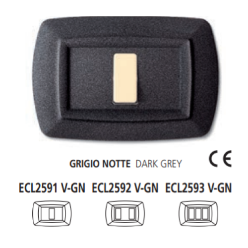  ELETTROCANALI PLACCA Tondo' 1 modulo vulcanizzata grigio notte ECL2591-GN - COMPATIBILE BTICINO MAGIC-