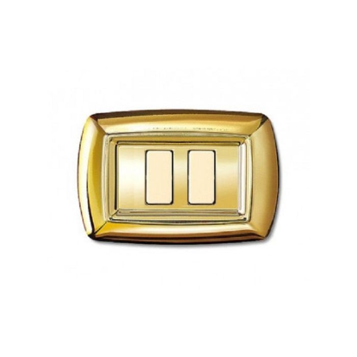 Placca tondo oro lucido 2 POSTI ECL2592OR elettrocanali - COMPATIBILE BTICINO MAGIC