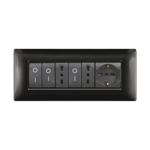 Placca MyLife Q 7 moduli nero ECL2887N