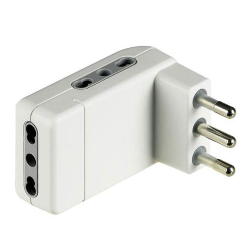 BTICINO Adattatore salvaspazio Corner 3 prese bipasso e spina 16A bianco S3606DE