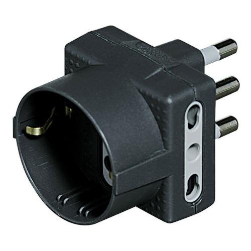 Adattatore Spina 16A - 1 presa tedesca 2 prese bipasso 10/16A Grigia