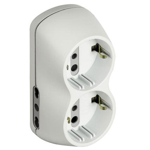 BTICINO Adattatore B4 2 prese bipasso 2 presa tedesca e spina 16A bianco S3614D