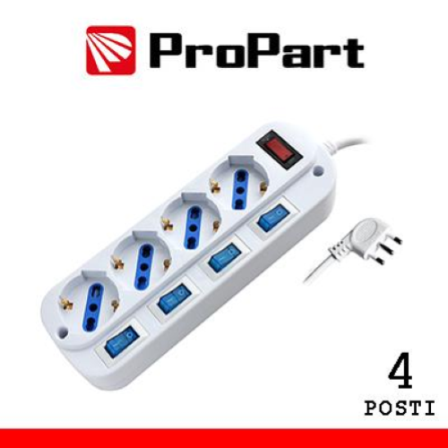 Multipresa 4pos bipasso/schuko spina16A +interr. multipli