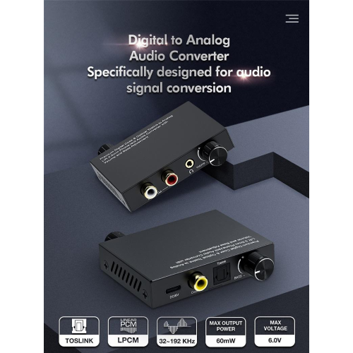 Convertitore Audio da Digitale a Analogico, Volume e Bassi