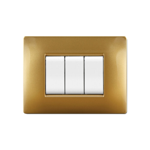 Placca MyLife Q 3 moduli sabbia oro ECL2883SO