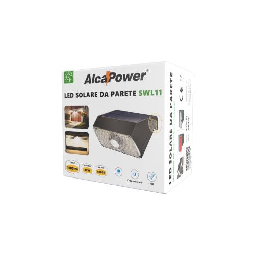 LED Solare da parete 1000lm con PIR+crepuscolare
