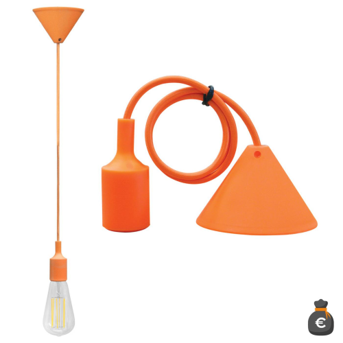 Pendente Soffitto con cavo+portalam. E27 Arancione