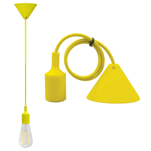 Pendente Soffitto con cavo+portalam. E27 Giallo