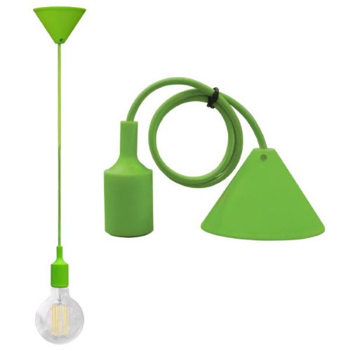 Pendente Soffitto con cavo e portalampada E27 - Verde