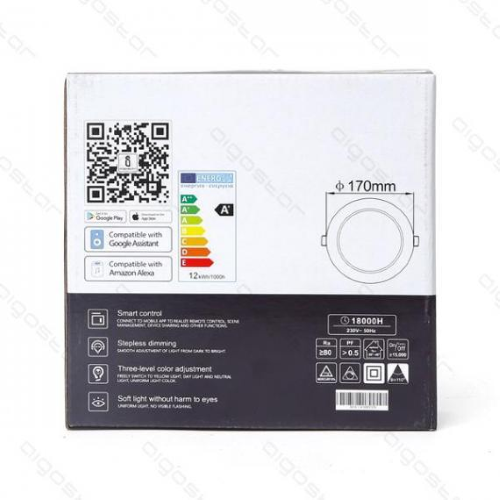 FARO WIFI ALEXA/GOOGLE Installazione da incasso 12w CCT AIGOSTAR 202149
