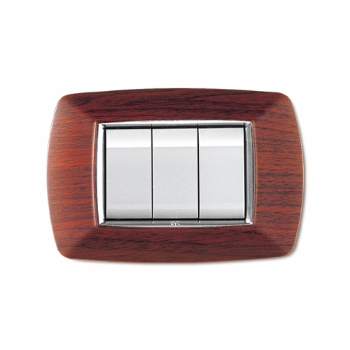 Placca MyLife 3 moduli legno scuro ECL2983LS