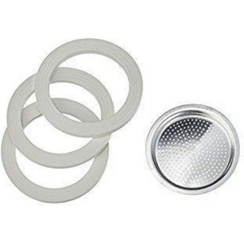 Bialetti Ricambi, Include 3 Guarnizioni e 1 Piastrina,2TAZZE Compatibili con Moka Express, Fiammetta, Break, Happy, Dama, Moka Melody, Alpina, Moka Timer e Rainbow