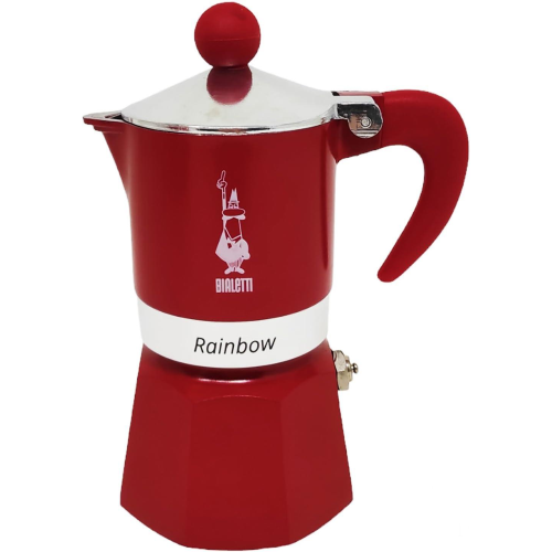 Bialetti Rainbow Caffettiera Colorata, Alluminio, ROSSA ,1 Tazza