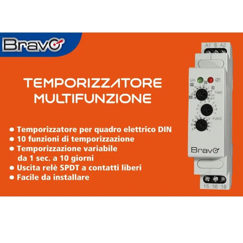 Temporizzatore Multifunzione Per Quadro Elettrico DIN Bravo MODELLO 93003221