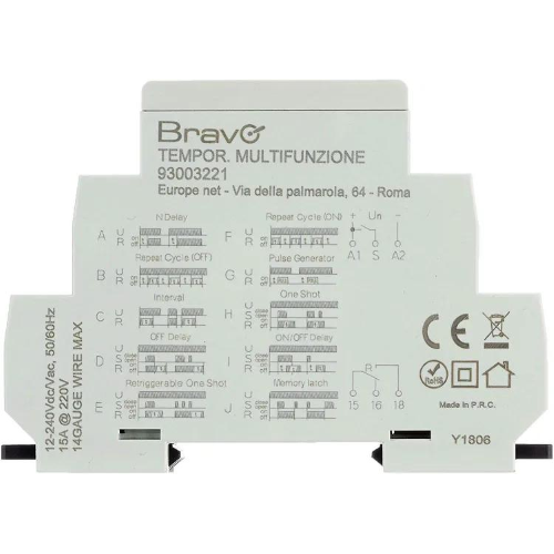 Temporizzatore Multifunzione Per Quadro Elettrico DIN Bravo MODELLO 93003221
