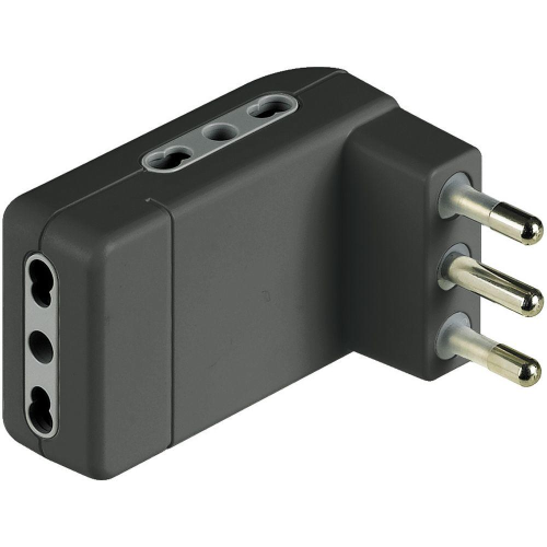 BTICINO Adattatore Corner salvaspazio antracite - 3 prese bipasso 10/16A e spina 16A S3606GE