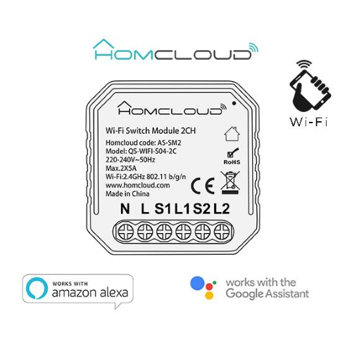 Modulo Interruttore Intelligente Wi-Fi 2 canali