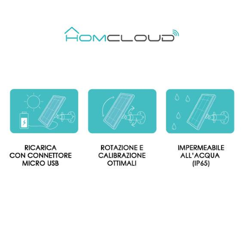 Pannello solare con Micro USB per Telecamera Free4/Snap11
