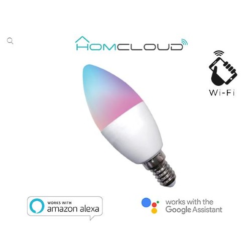 Homcloud EE-45WE14 domotica Lampadina Wi-FI RGB+BIANCO CALDO E14 dimmerabile