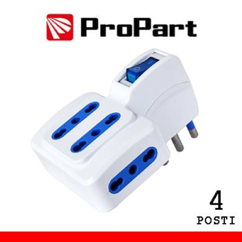 Adattatore 4pos bipasso spina16A salvaspazio + int