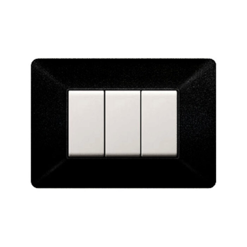Elettrocanali ECSE9803N Placca 3 moduli NERO
