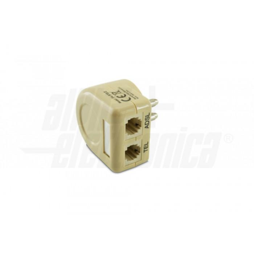 Filtro ADSL da spina 3 poli a 2 presa modulare RJ11 6P2C