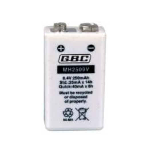 MH250V - Batteria ricaricabile ni-mh 9v 250mah contatto GBC