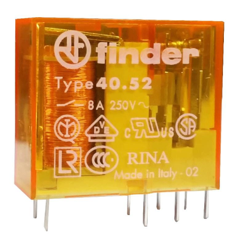 Mini Relè Finder 2 scambi 8A bobina 12VAC alternata 405280120000