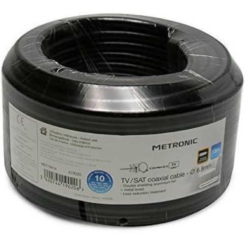 CAVO ANTENNA NERO DOPPIA SCHERMATURA 15MT