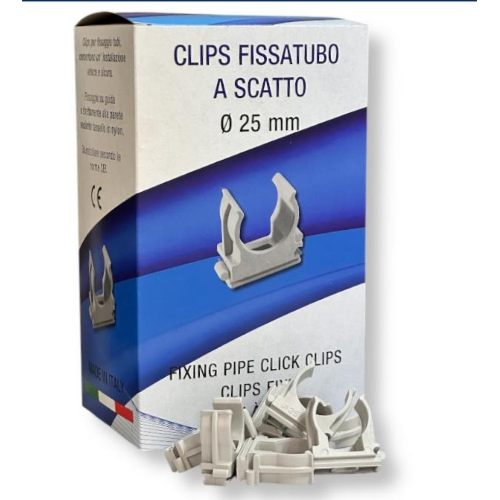 Clips Fissatubo a Scatto Ø25 FAEG FG16043 100 Pz.