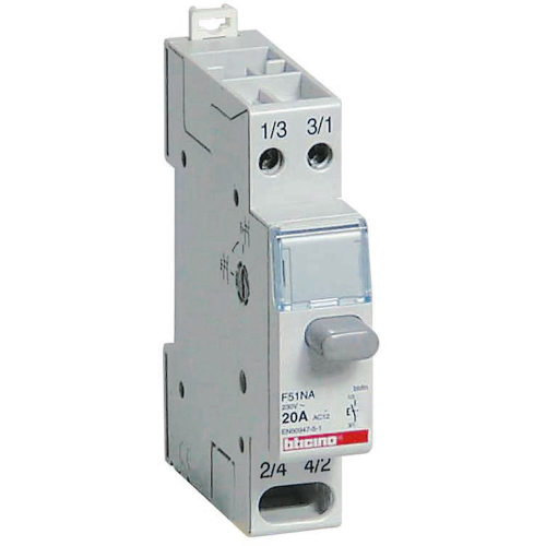 Pulsante commutabile in interruttore 1NO - 20A - 230V - 1 modulo DIN1NO - 20A - 230V - 1 modulo DIN