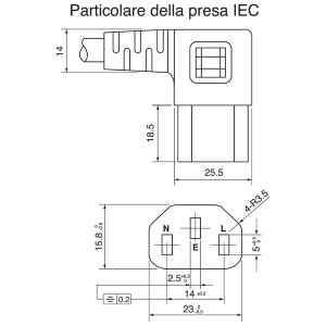 CAVI DI ALIMENTAZIONE PRESA VDE IEC C13 90° - SPINA ITA 10A NERO 1,8 MT