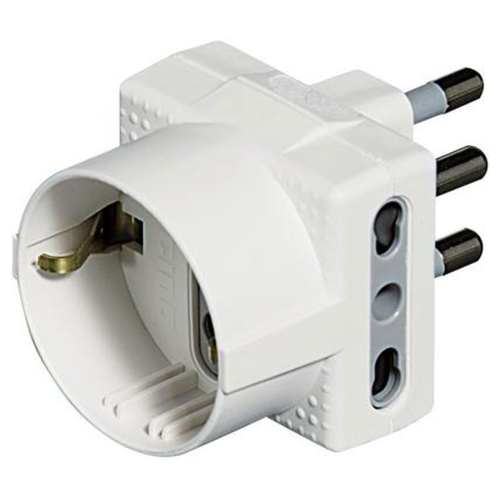 Adattatore triplo Bticino tris presa Tedesca 2 prese bipasso spina 16A bianco S3611DE