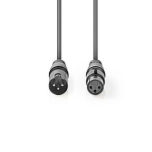 Cavo audio bilanciato XLR 3 pin maschio | XLR 3 pin femmina | nichelato | 1,00 m | grigio scuro |