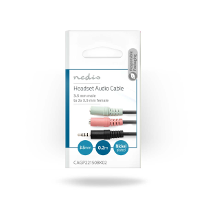 Cavo audio stereo Maschio da 3,5 mm 4P | 2x Femmina da 3,5 mm |0,20 m |