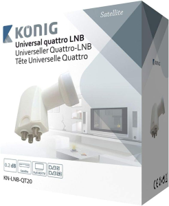 König KN-LNB-QT20 LNB Quattro Universale 0.2 Db per Multiswitch, Bianco