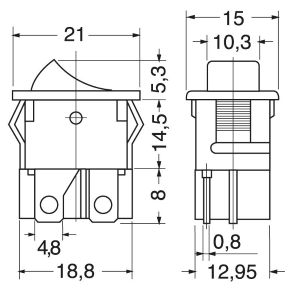 INTERRUTORE UNIPOLARE MINIATURA ROSSO 