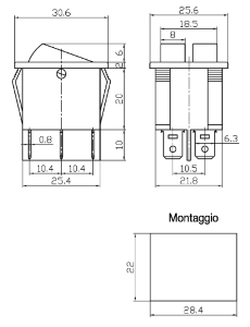 INTERRUTTORE A BASCULA DOPPIO BIPOLARE LUMINOSO ROSSO ON-OFF