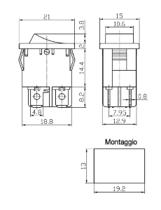 INTERRUTTORE A BASCULA UNIPOLARE ROSSO ON-OFF GBC