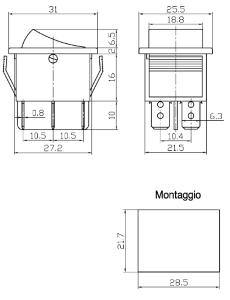 DEVIATORE A BASCULA UNIPOLARE NERO ON-OFF-ON GBC
