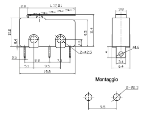 DEVIATORE MINIATURA FINECORSA CON LEVA 23MM GBC