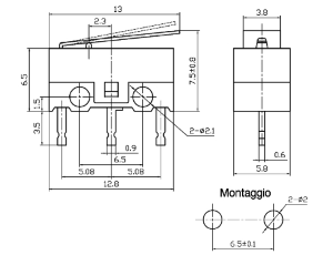 DEVIATORE SUBMINIATURA FINECORSA CON LEVA 13MM GBC