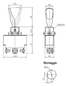 DEVIATORE A LEVA PIATTA IN PLASTICA UNIPOLARE ON-OFF-ON GBC