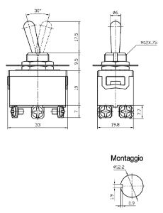 DEVIATORE A LEVA BIPOLARE ON-OFF-ON GBC
