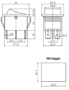 DEVIATORE A BASCULA BIPOLARE ROSSO ON-ON GBC