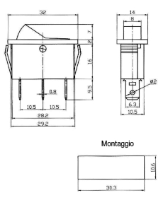 DEVIATORE A BASCULA UNIPOLARE ROSSO ON-OFF-ON GBC