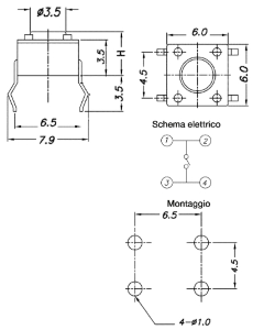 MICROPULSANTE DA C.S. 6X6X5 MM GBC