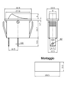 INTERRUTTORE A BASCULA UNIPOLARE ROSSO OFF-(ON) MOMENTANEO GBC
