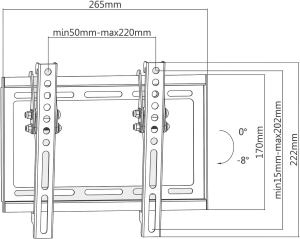 Supporto TV a parete fisso da 23" a 42" POLLICI Superior Electronics SUPSTV008 (inclinazione Extra Slim) Vesa: 50 x 50, 75 x 75, 100 x 100, 200 x 100, 200 x 200 PESO MASSIMO 35KG
